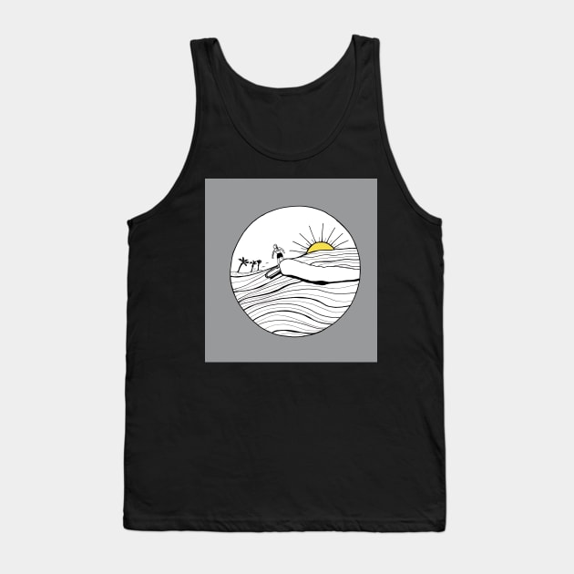 Female Surfer Riding the Wave with ultimate gray and illuminating colors Tank Top by Sandraartist